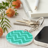 Ikat Chevrons - Turquoise en aqua Sleutelhanger (Voorkant Rechts)