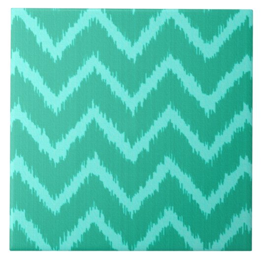 Ikat Chevrons - Turquoise en aqua Tegeltje (Voorkant)