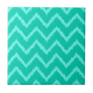 Ikat Chevrons - Turquoise en aqua Tegeltje
