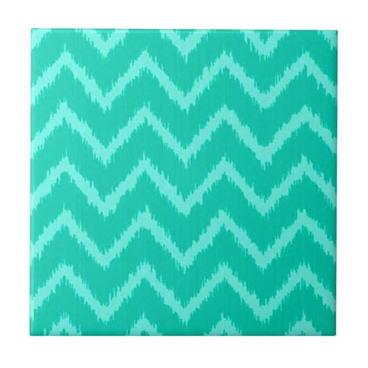 Ikat Chevrons - Turquoise en aqua Tegeltje (Voorkant)