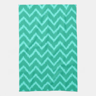 Ikat Chevrons - Turquoise en aqua Theedoek