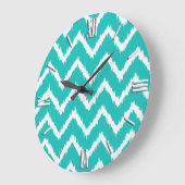 Ikat Chevrons - Turquoise en white Grote Klok (Hoek)