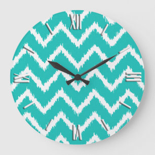Ikat Chevrons - Turquoise en white Grote Klok