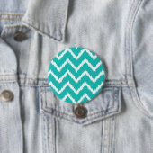 Ikat Chevrons - Turquoise en white Ronde Button 7,6 Cm (In situ)