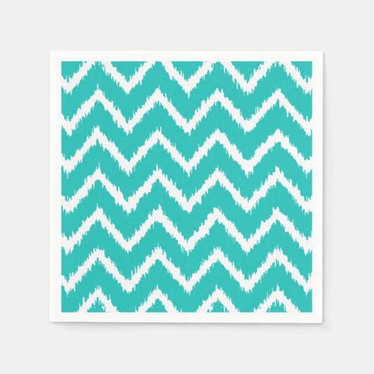Ikat Chevrons - Turquoise en white Servetten (Voorkant)