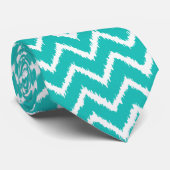 Ikat Chevrons - Turquoise en white Stropdas (Opgerold)