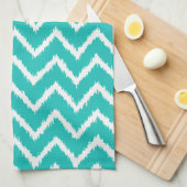 Ikat Chevrons - Turquoise en white Theedoek (Quarter Fold)