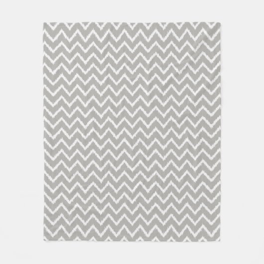 Ikat Chevrons - Zilver grijs en wit Fleece Deken (Voorkant)