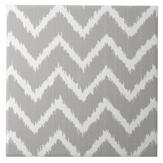 Ikat Chevrons - Zilver grijs en wit Tegeltje (Voorkant)