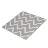 Ikat Chevrons - Zilver grijs en wit Tegeltje (Zijkant)