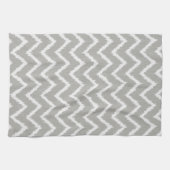 Ikat Chevrons - Zilver grijs en wit Theedoek (Horizontaal)