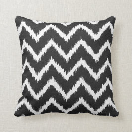 Ikat Chevrons - Zwart-wit Kussen
