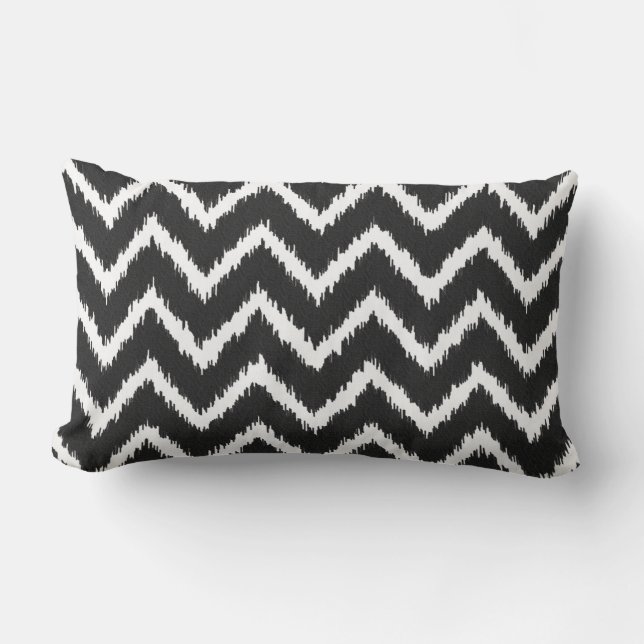 Ikat Chevrons - Zwart-wit Kussen (Voorkant)