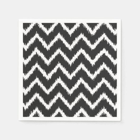 Ikat Chevrons - Zwart-wit Servet (Voorkant)