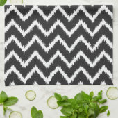 Ikat Chevrons - Zwart-wit Theedoek (Gevouwen)