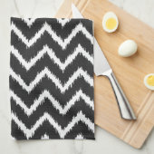 Ikat Chevrons - Zwart-wit Theedoek (Quarter Fold)