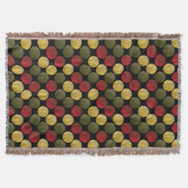 Ikat-cirkels met schroefdraad | Rood, groen, goud Deken