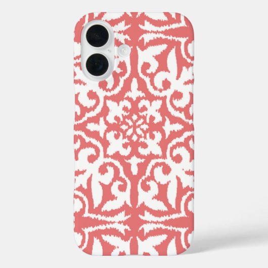 Ikat damask patroon - Coral Pink en White Case-Mate iPhone Case (Achterkant)