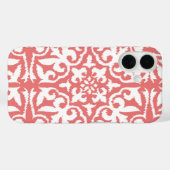 Ikat damask patroon - Coral Pink en White Case-Mate iPhone Case (Achterkant (horizontaal))
