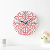 Ikat damask patroon - Coral Pink en White Grote Klok (Huis)