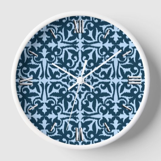 Ikat damask patroon - Dark Indigo en Light Blue (Voorkant)