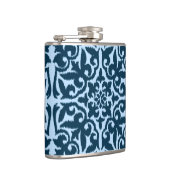 Ikat damask patroon - Dark Indigo en Light Blue Heupfles (Rechts)