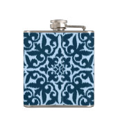 Ikat damask patroon - Dark Indigo en Light Blue Heupfles (Achterkant)