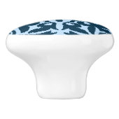 Ikat damask patroon - Dark Indigo en Light Blue Keramische Knop (Zijkant)