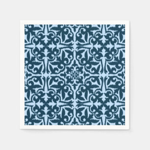 Ikat damask patroon - Dark Indigo en Light Blue Servet