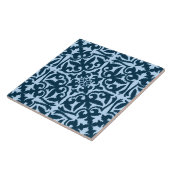 Ikat damask patroon - Dark Indigo en Light Blue Tegeltje (Zijkant)