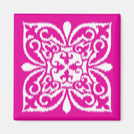 Ikat damask patroon - deep-roze en white magneet (Voorkant)