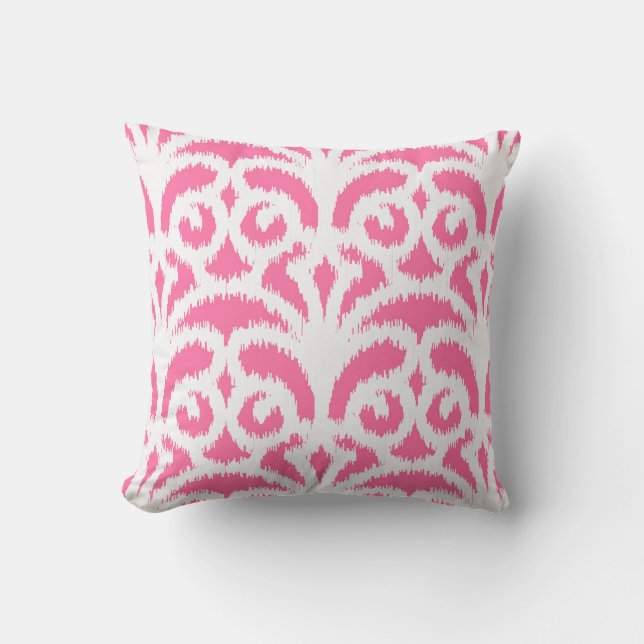 Ikat damask patroon - Hot roze Kussen (Voorkant)