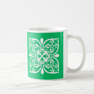 Ikat damask patroon - jade groen en wit koffiemok