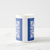 Ikat damask patroon - kobalt blauw en wit porselein kop (Voorkant)