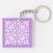 Ikat damask patroon - lavendel en wit sleutelhanger (Achterkant)
