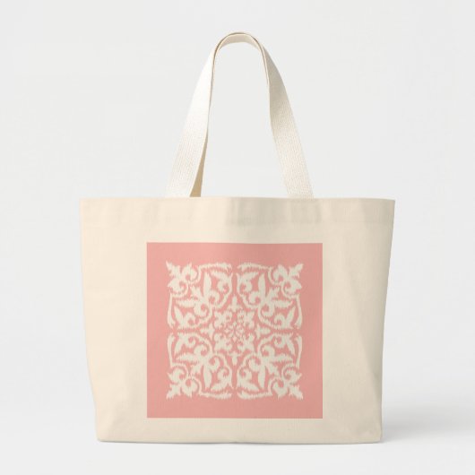 Ikat damask patroon - shell roze en wit grote tote bag (Voorkant)
