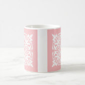 Ikat damask patroon - shell roze en wit koffiemok (Center)