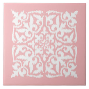 Ikat damask patroon - shell roze en wit tegeltje