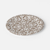 Ikat damask patroon - Taupe Tan en White Papieren Bordje (Gekanteld)
