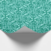 Ikat damask patroon - Turquoise en Aqua Cadeaupapier (Hoek)