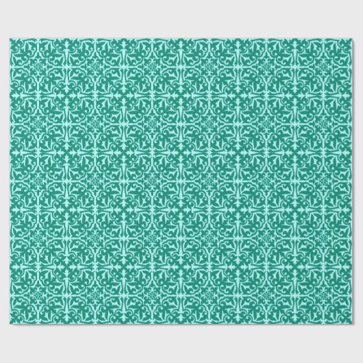Ikat damask patroon - Turquoise en Aqua Cadeaupapier (Vlak)