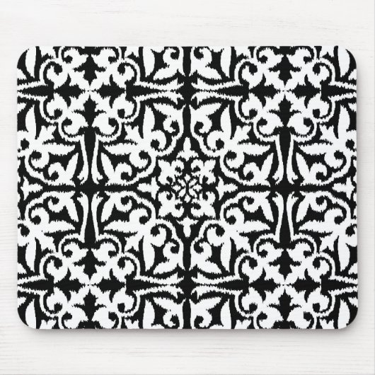 Ikat damask patroon - Zwart en Wit Muismat (Voorkant)