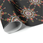 Ikat Damask Rode Groene Cadeaupapier (Rol Hoek)