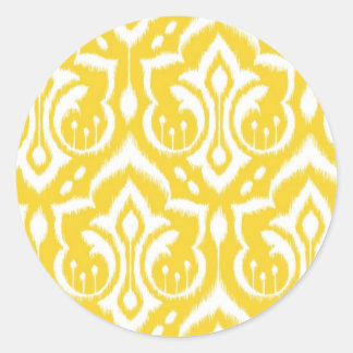 Ikat Damask - Sunshine Yellow Ronde Sticker