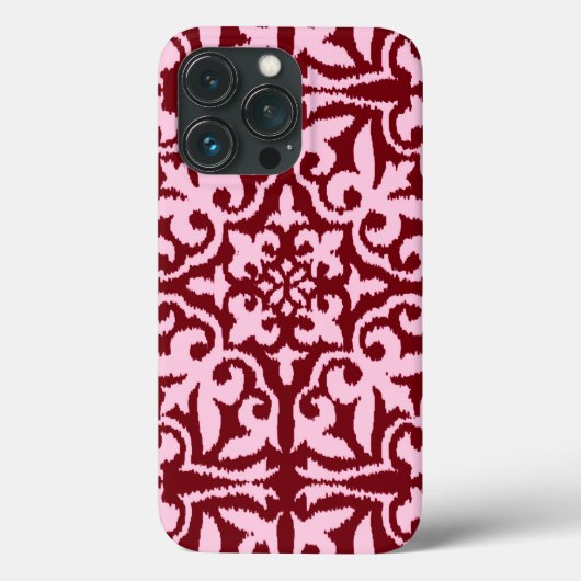 Ikat-damaspatroon - Bourgogne en roze Case-Mate iPhone Case (Achterkant)