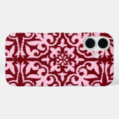 Ikat-damaspatroon - Bourgogne en roze Case-Mate iPhone Case (Achterkant (horizontaal))