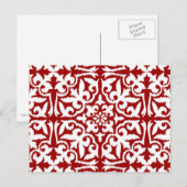 Ikat-damaspatroon - Donkerrood en wit Briefkaart (Voorkant / Achterkant)