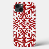 Ikat-damaspatroon - Donkerrood en wit Case-Mate iPhone Case (Achterkant)