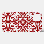 Ikat-damaspatroon - Donkerrood en wit Case-Mate iPhone Case (Achterkant (horizontaal))