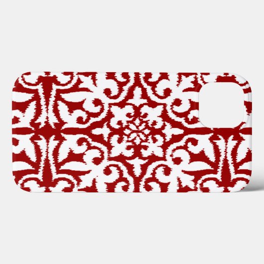 Ikat-damaspatroon - Donkerrood en wit Case-Mate iPhone Case (Achterkant (horizontaal))